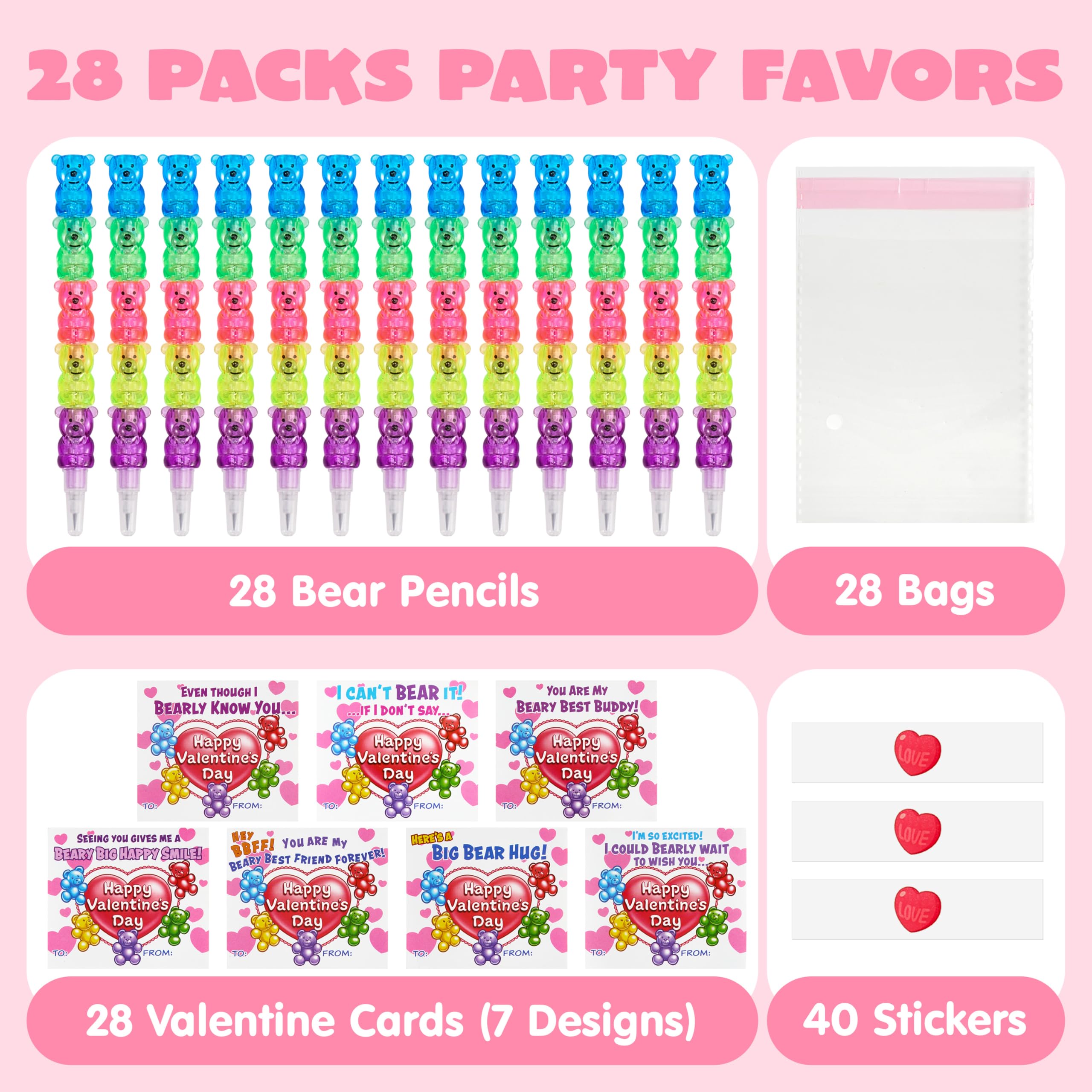 JOYIN stackable bear pencils highlight playful design for kids.