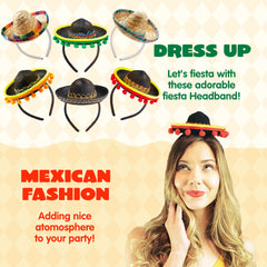JOYIN straw sombrero headbands with beige hats for tropical themes.