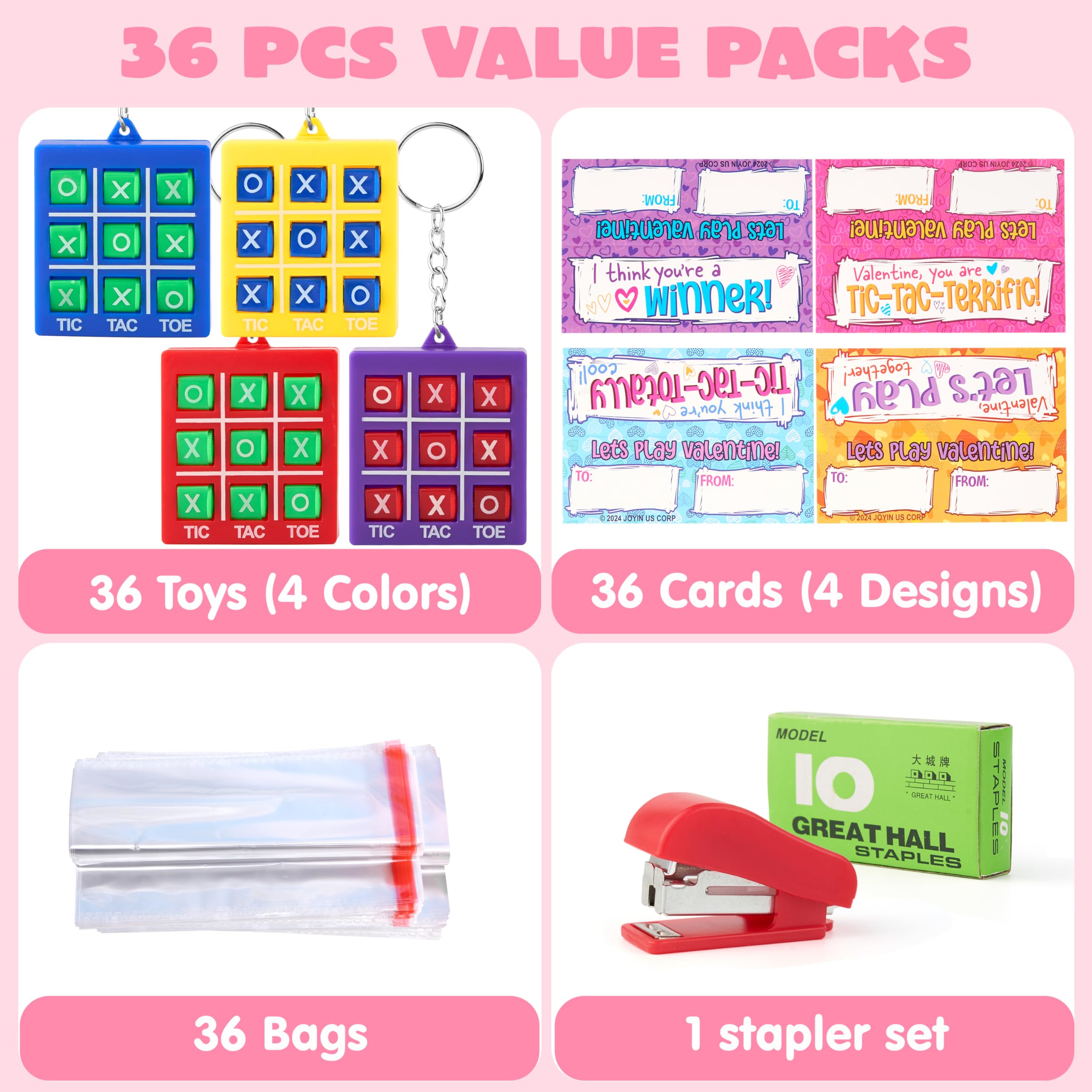 JOYIN tic-tac-toe keychains paired with valentines cards promote social interaction.