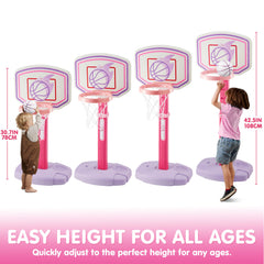JOYIN toddler basketball hoop with four balls for extended shooting sessions.