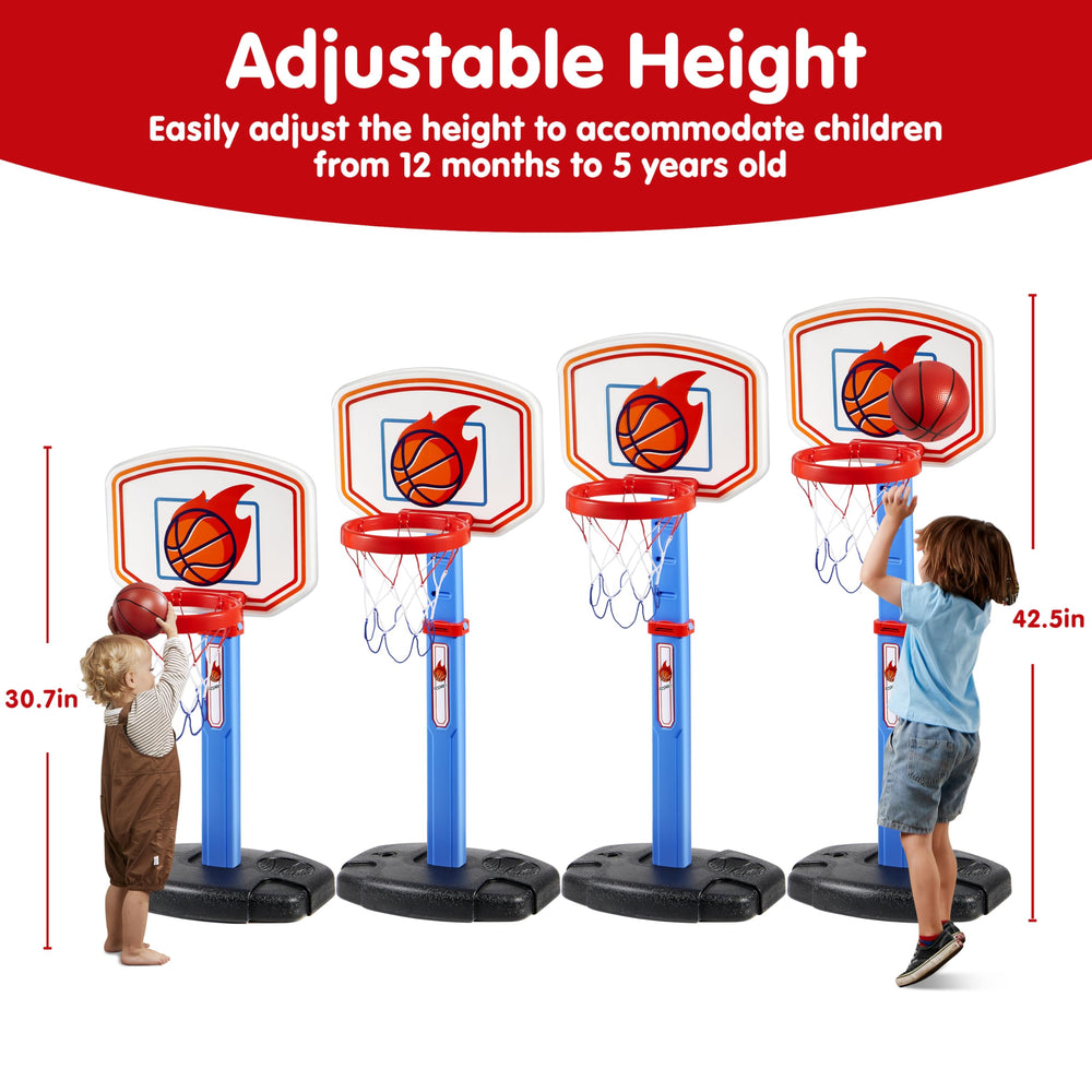 JOYIN toddler hoop backboard shows sturdy, safe indoor play design.