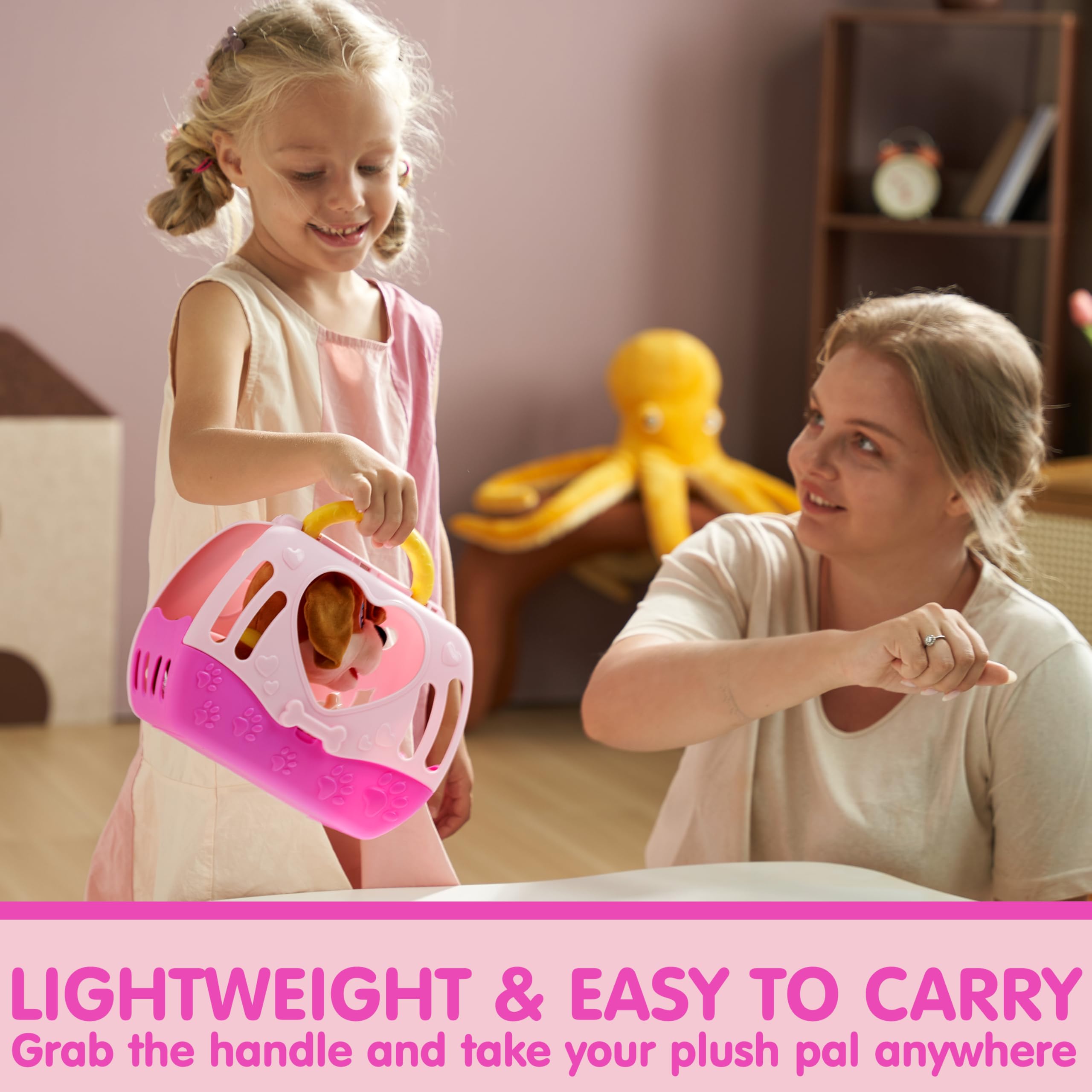 JOYIN gentle breathing lights enhance the dog design for visual interest.