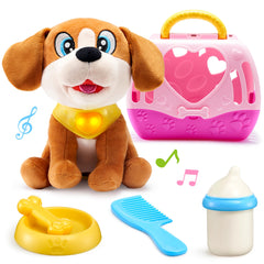 JOYIN toy dog with toddler-friendly carrier for portable pretend play.