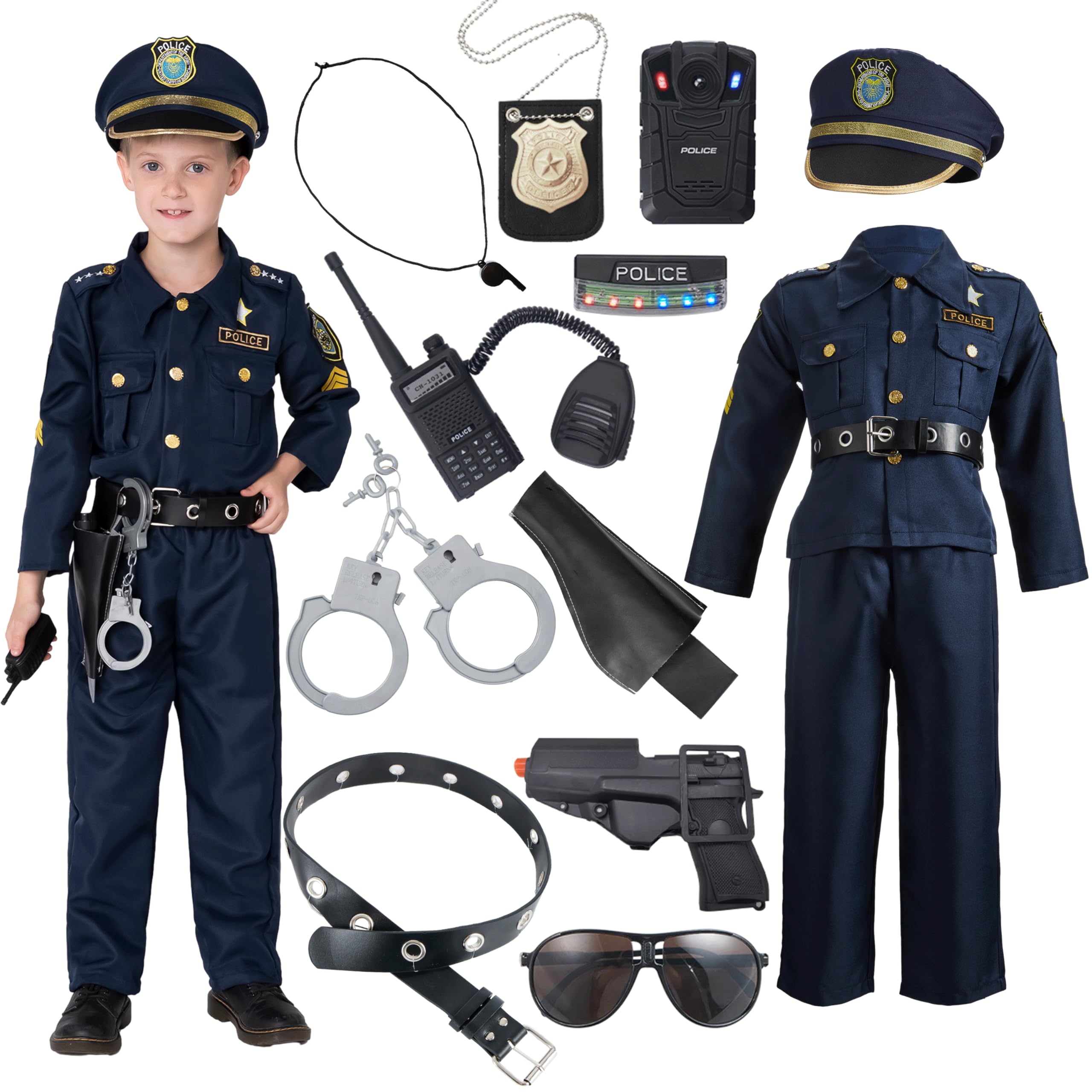 JOYIN Toy Police Costume shirt showing bold emblem and soft fabric for pretend play.