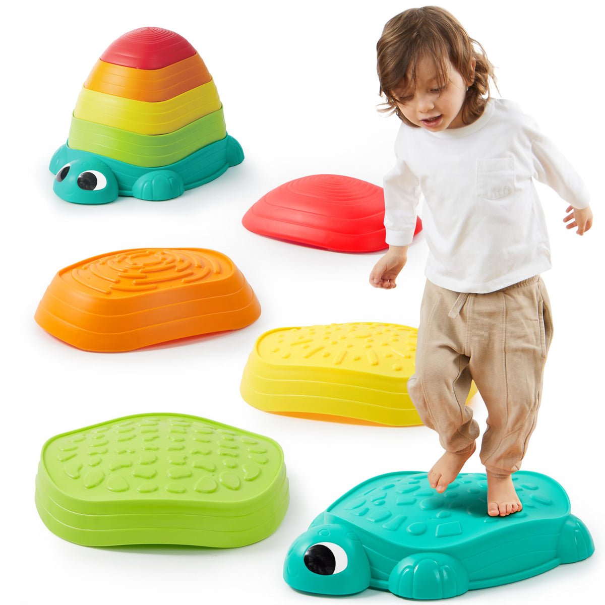 JOYIN turtle balance stepping stones set for indoor outdoor play and coordination practice.