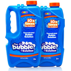 JOYIN two-bottle 64oz bubble refill for long-lasting, colorful bubbles for outdoor play.