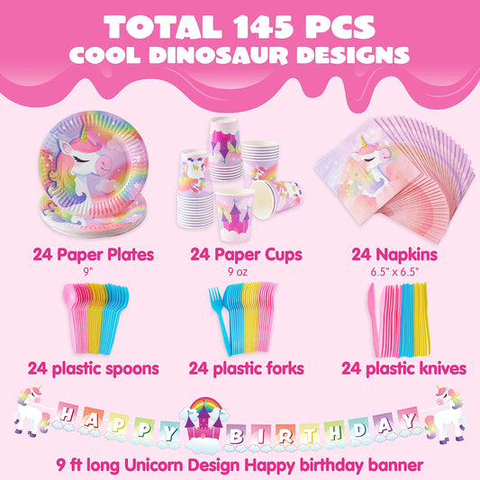 JOYIN 9-inch unicorn plates offer sturdy serving for kids