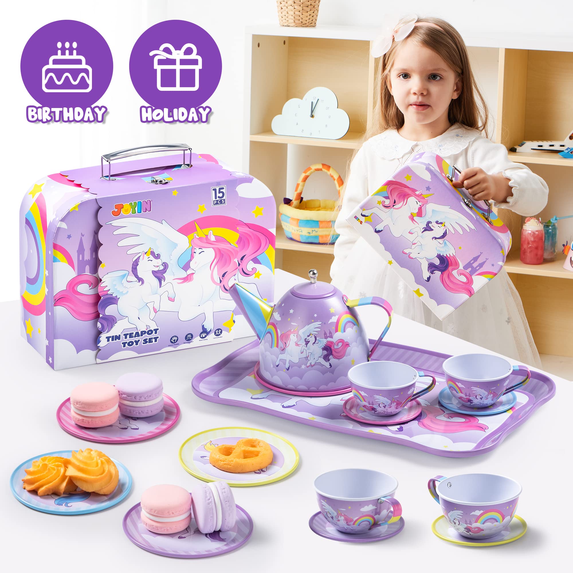 JOYIN unicorn tea party carrying case for easy transport and storage