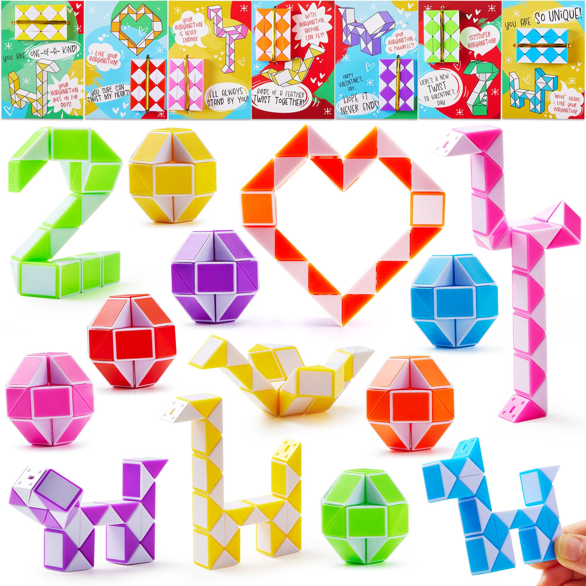 JOYIN Valentine snake twist card designs for classroom exchanges and party prizes