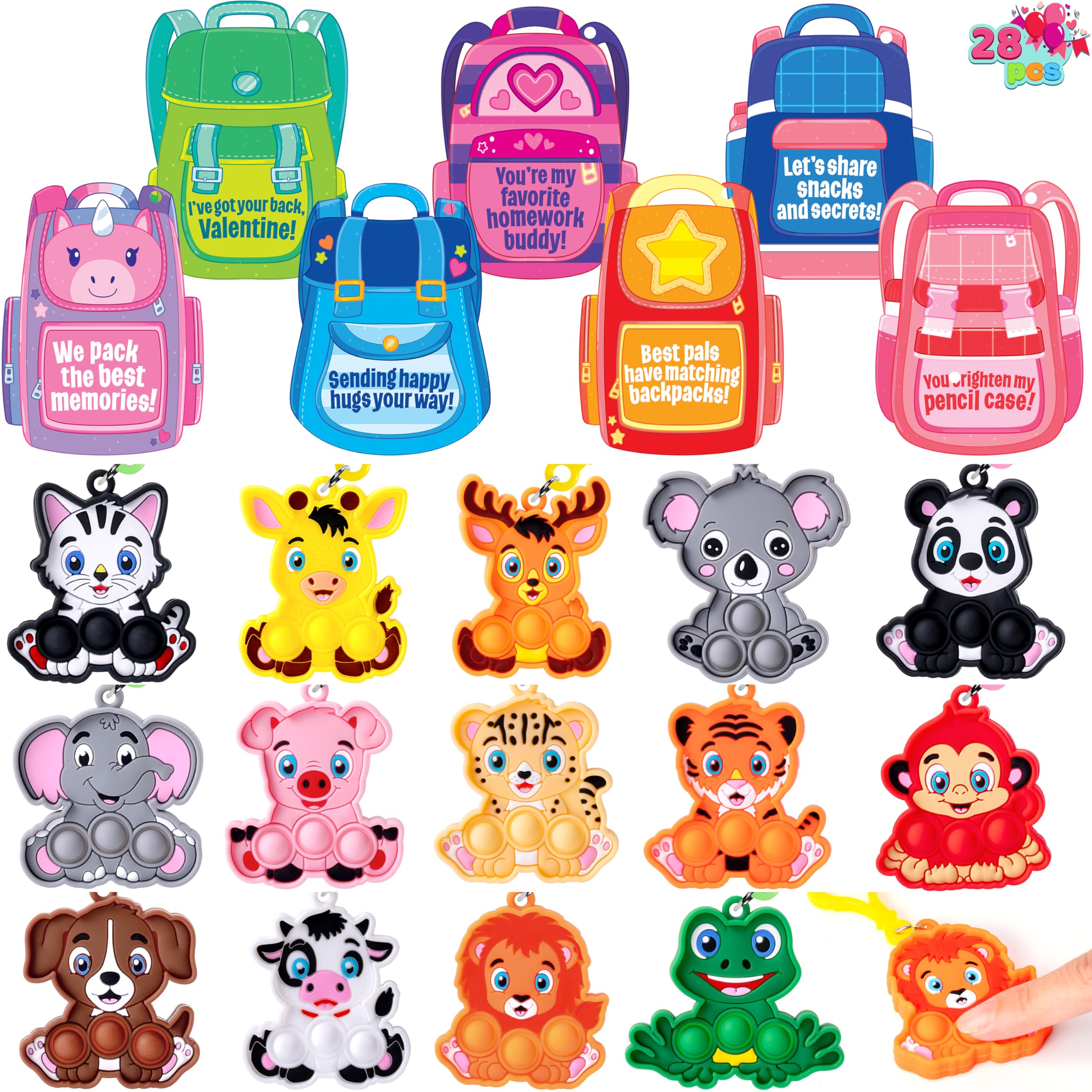 JOYIN animal pop bubble keychain toy for pocket fidget fun.