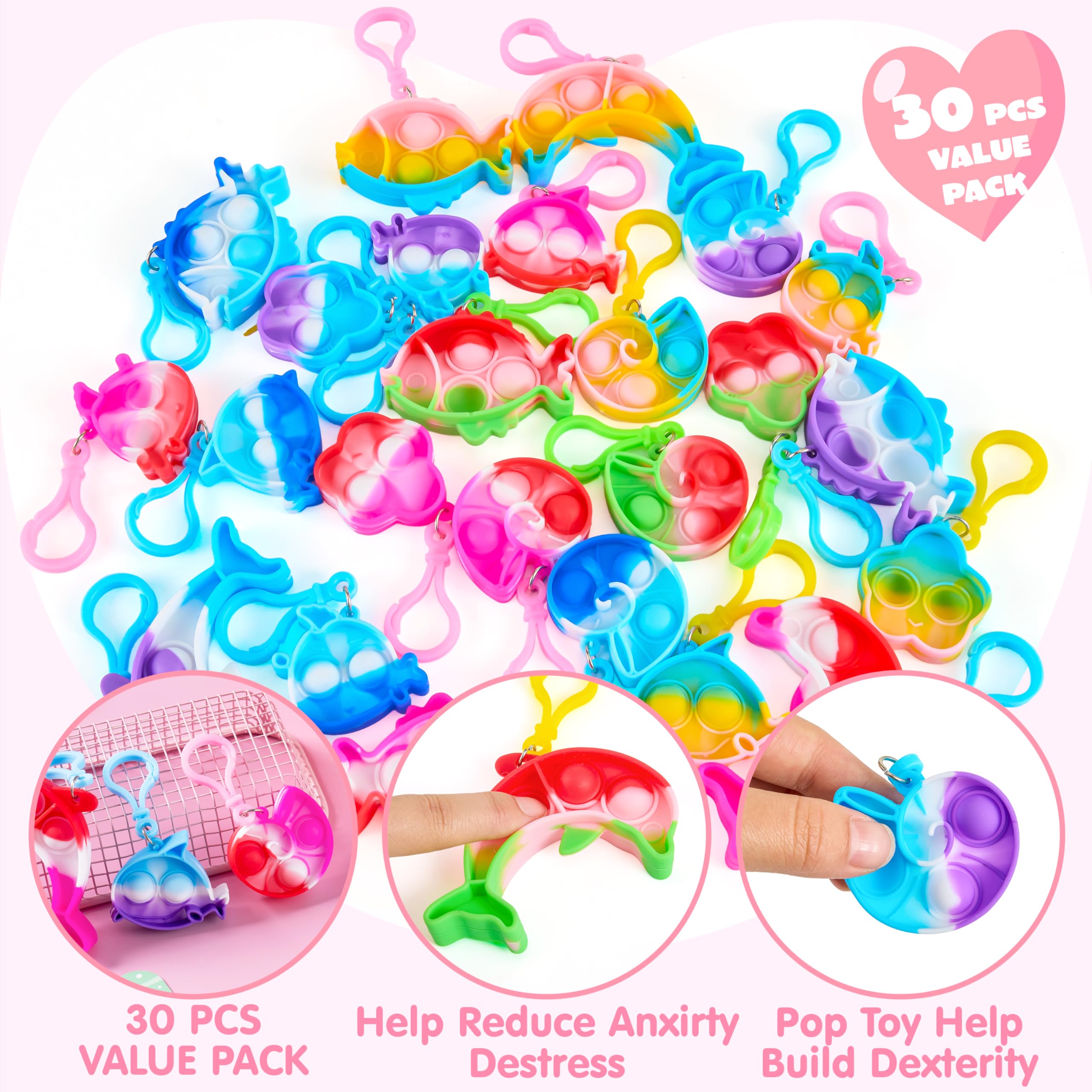 JOYIN bubble-pop keychain fish design offers compact party favors.