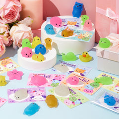 JOYIN Valentines cards for kids paired with cute squishy toys for party favors