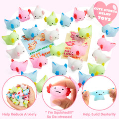 JOYIN valentines card set shown with mochi toys, perfect for school exchanges