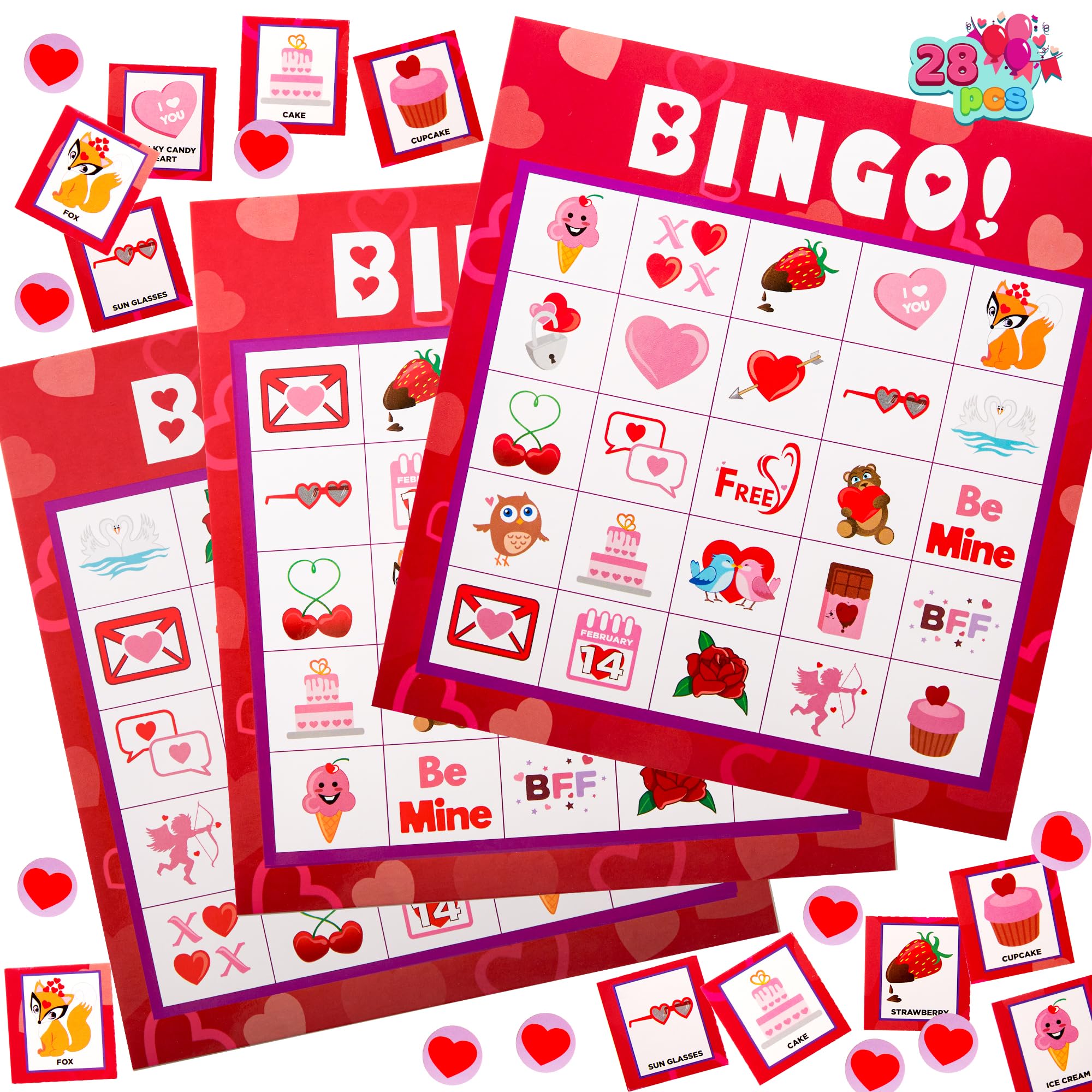 JOYIN Valentines Day Bingo card boards ready for festive classroom or party play