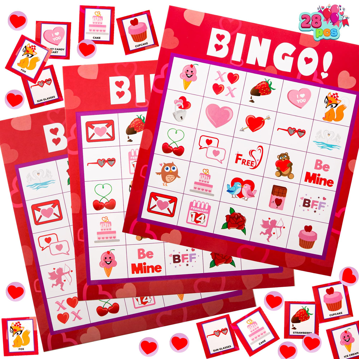 JOYIN Valentines Day Bingo card boards ready for festive classroom or party play