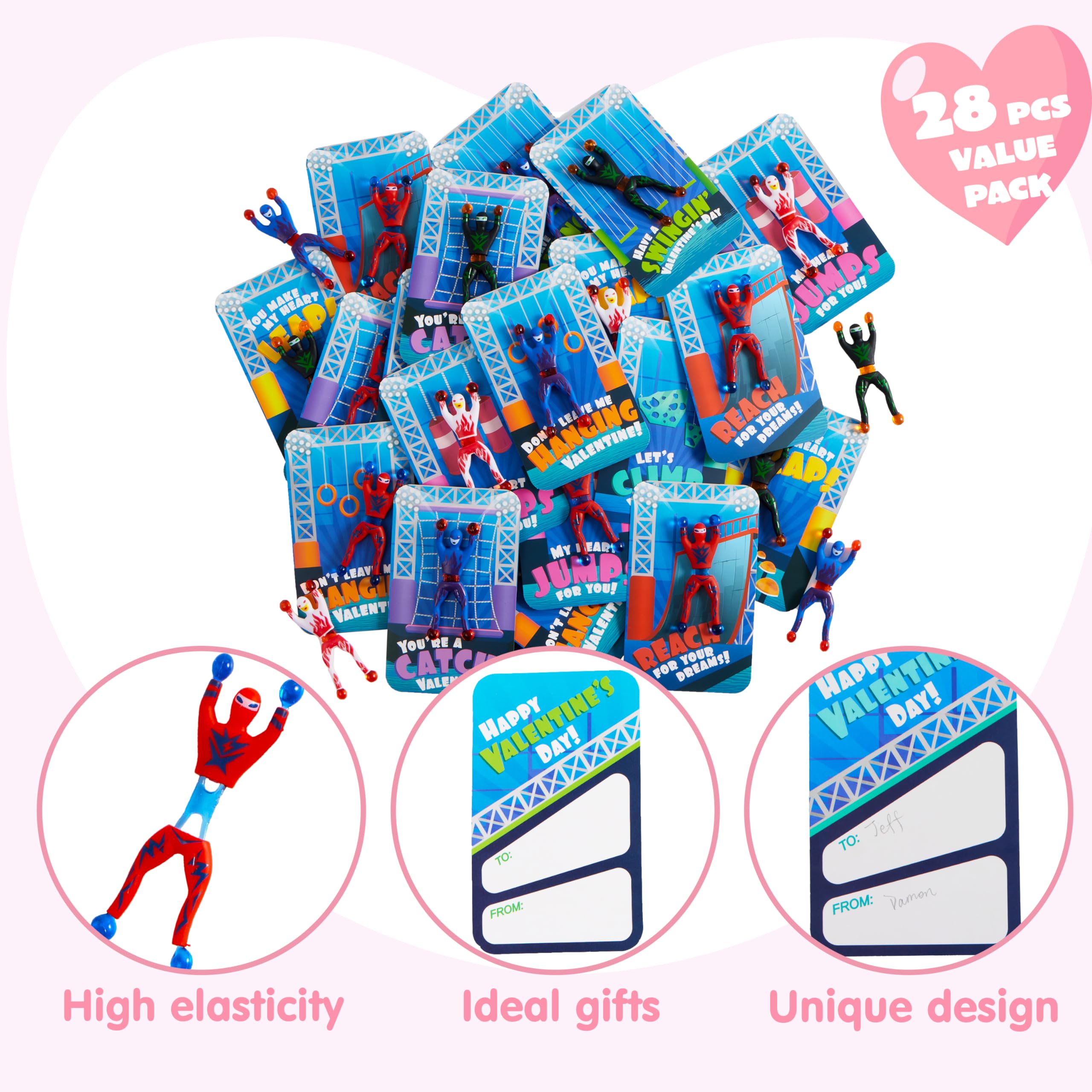JOYIN Valentine classroom exchange with Ninja Sticky Man cards for party fun.