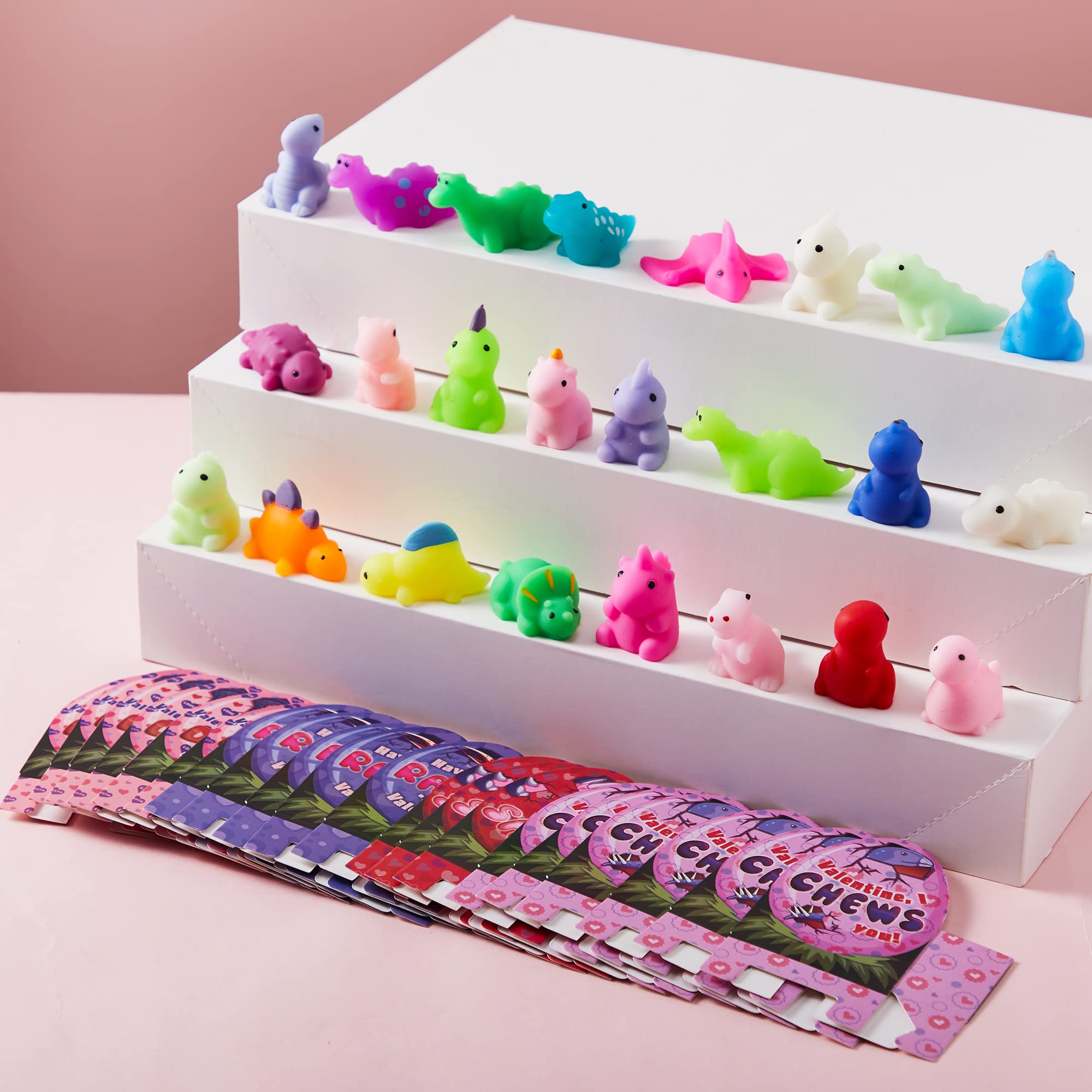 JOYIN Valentines dino mochi squishies offer soft textures for stress-relief play.