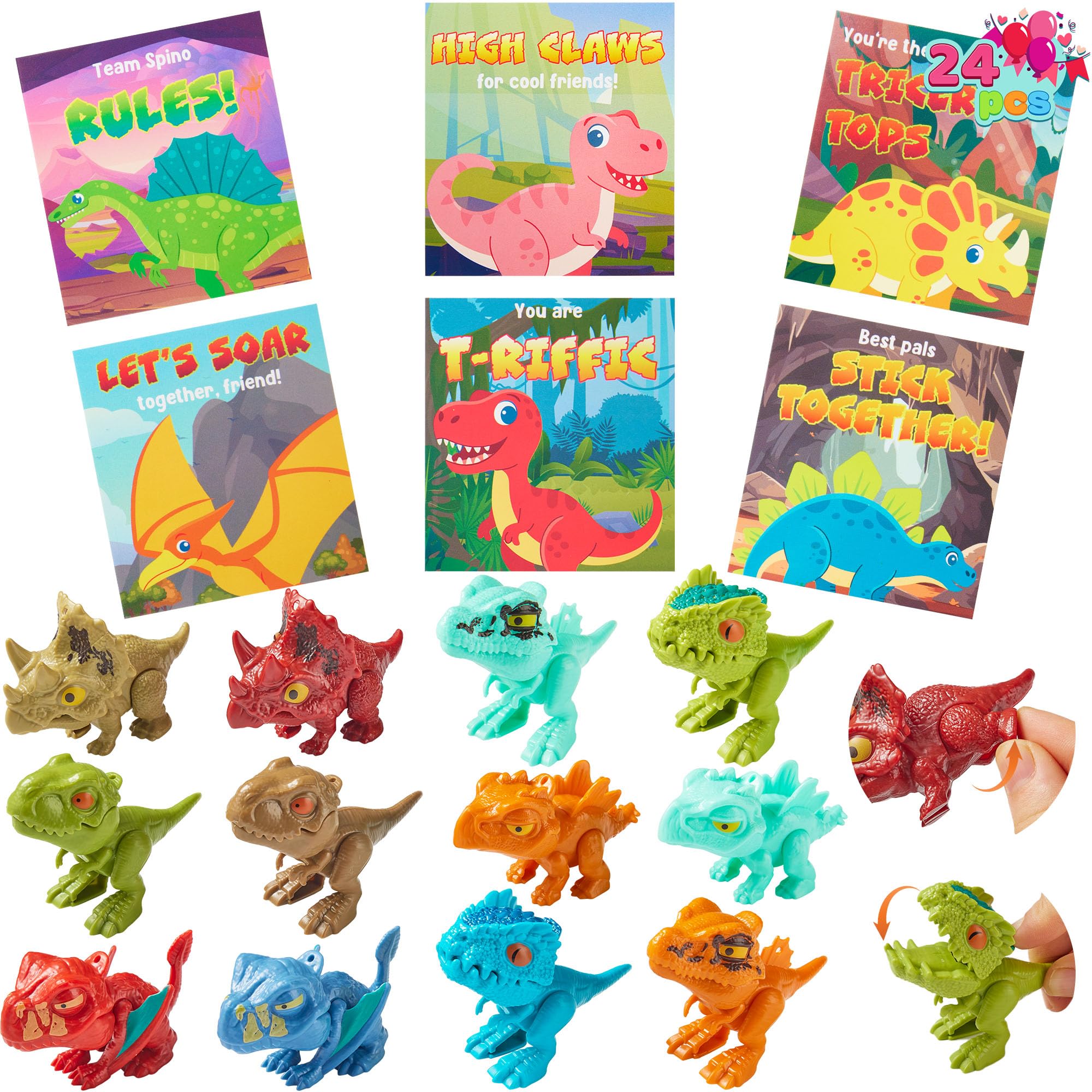 JOYIN valentines dinosaur cards set for classroom exchanges