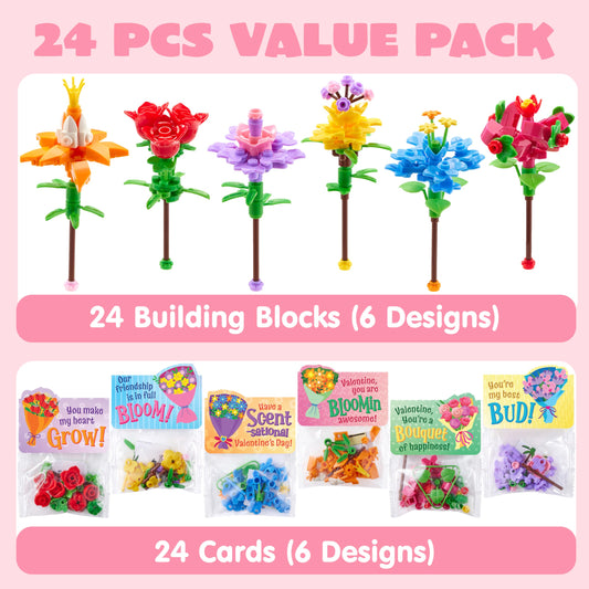 JOYIN Valentine’s flower bouquet blocks design-02 with playful shapes for party favors.