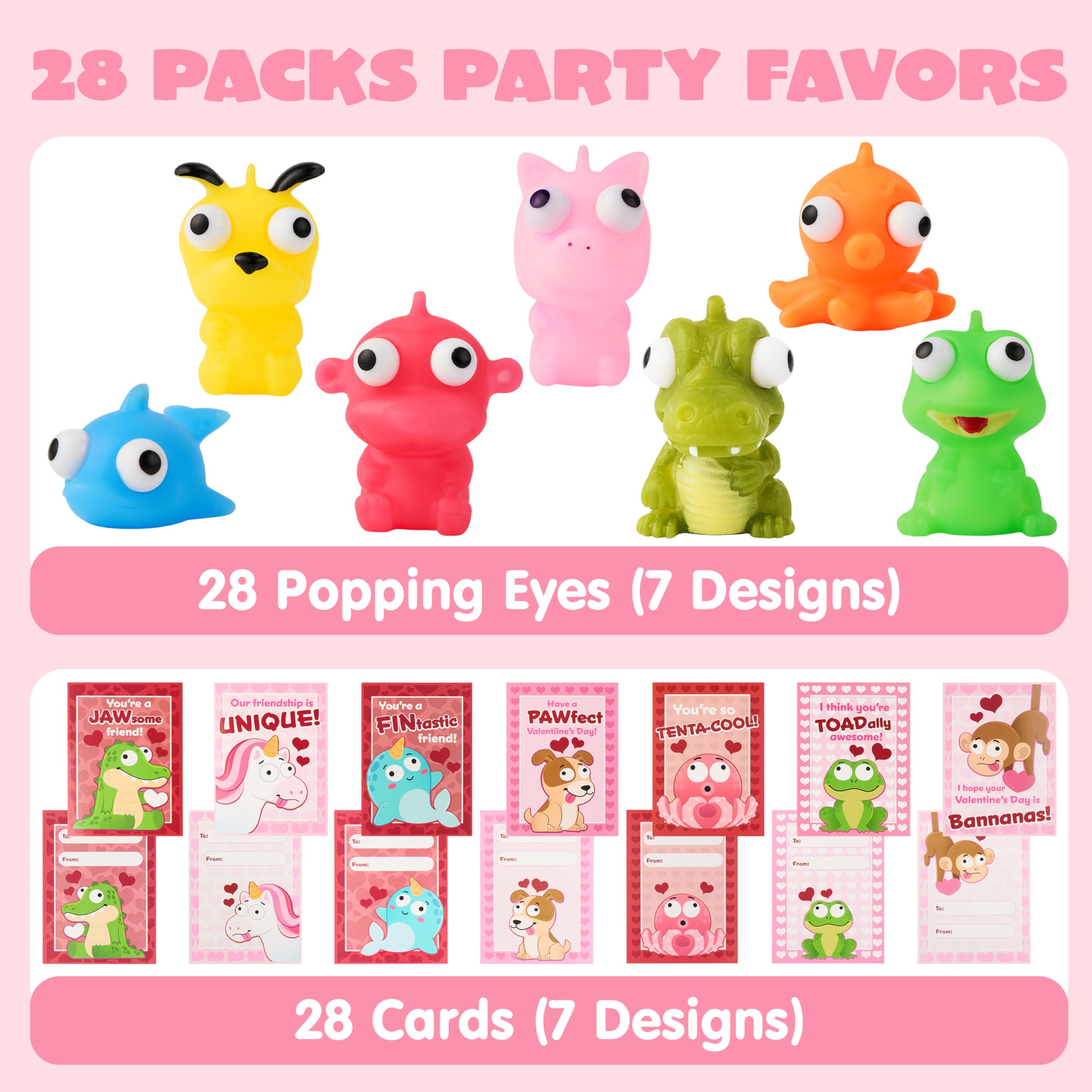 JOYIN pink valentines keychains with animal popping eyes for durable gifts.