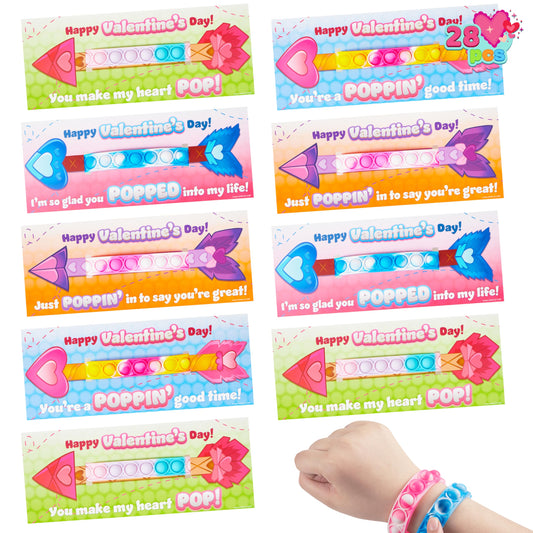 JOYIN valentines pop bracelet close-up, a wearable fidget toy for classroom stress relief.
