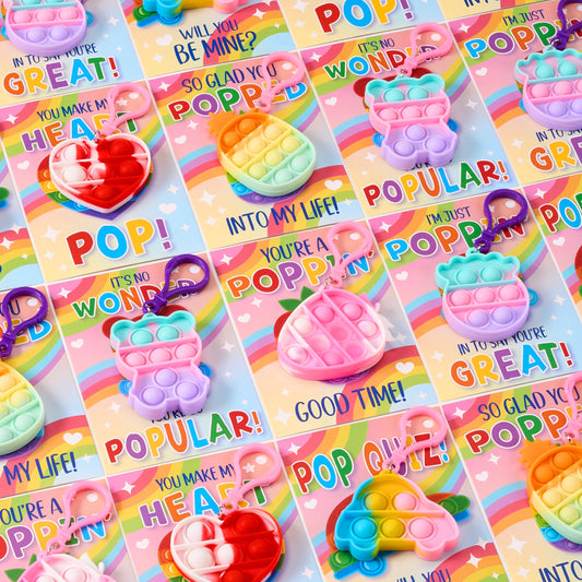 JOYIN Valentine strawberry design pop keychain for on-the-go fidget play.