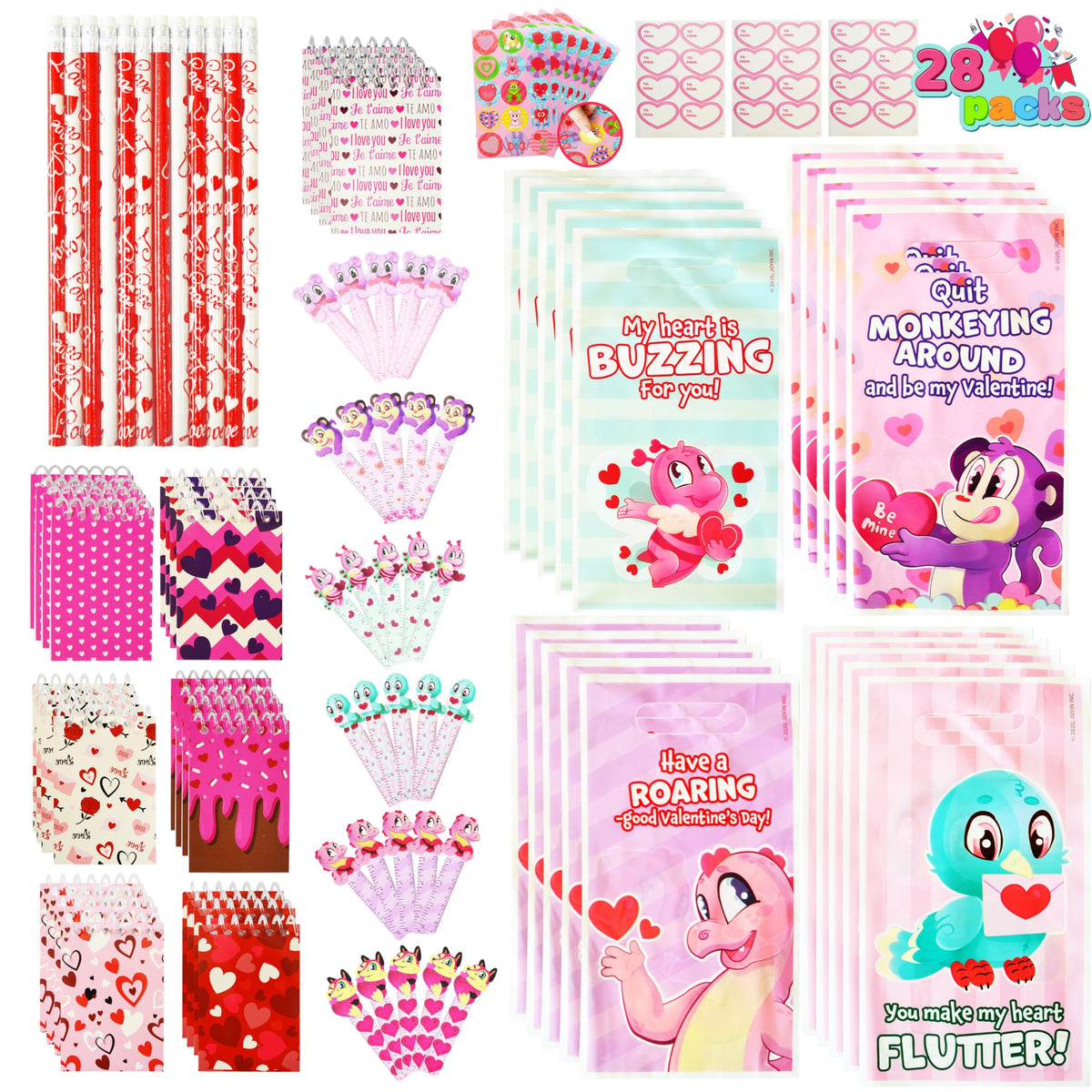 JOYIN valentines stationery notebooks with seven designs for kid-friendly notes