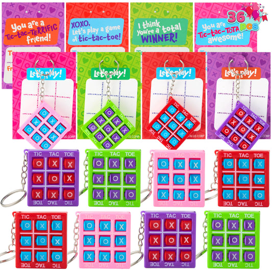 JOYIN Valentine tic-tac-toe keychain with cards for classroom fun and gift exchanges