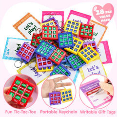 JOYIN Valentine tictac-toe keychain close-up showing durable, kid-safe hardware.