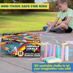 JOYIN washable sidewalk chalk cleans easily from surfaces.
