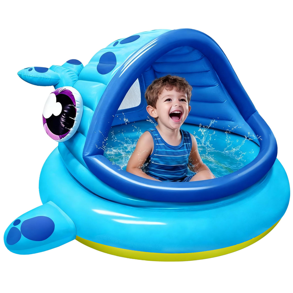 JOYIN whale pool with canopy provides sun shelter for safe outdoor play.