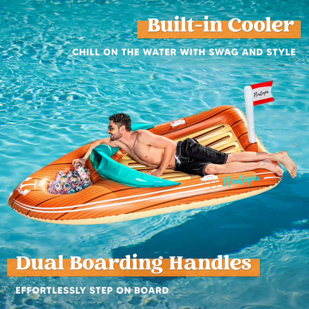 JOYIN wooden boat design pool lounger adds whimsy to pool parties