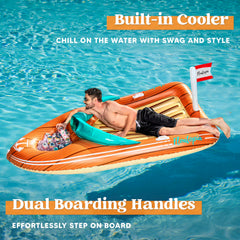 JOYIN wooden boat design pool lounger adds whimsy to pool parties