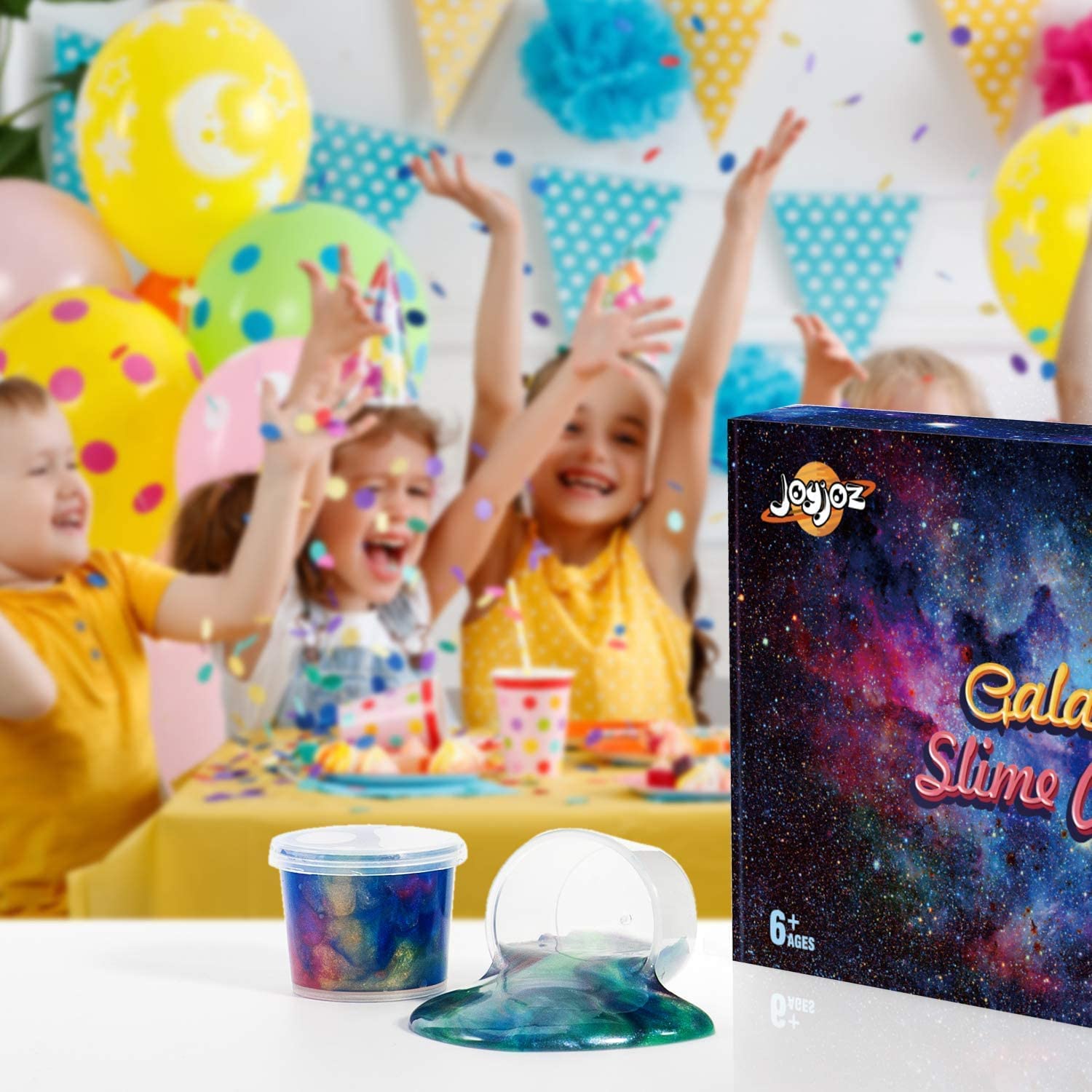 Joyjoz galaxy slime swirls evoke celestial visuals perfect for creative projects.