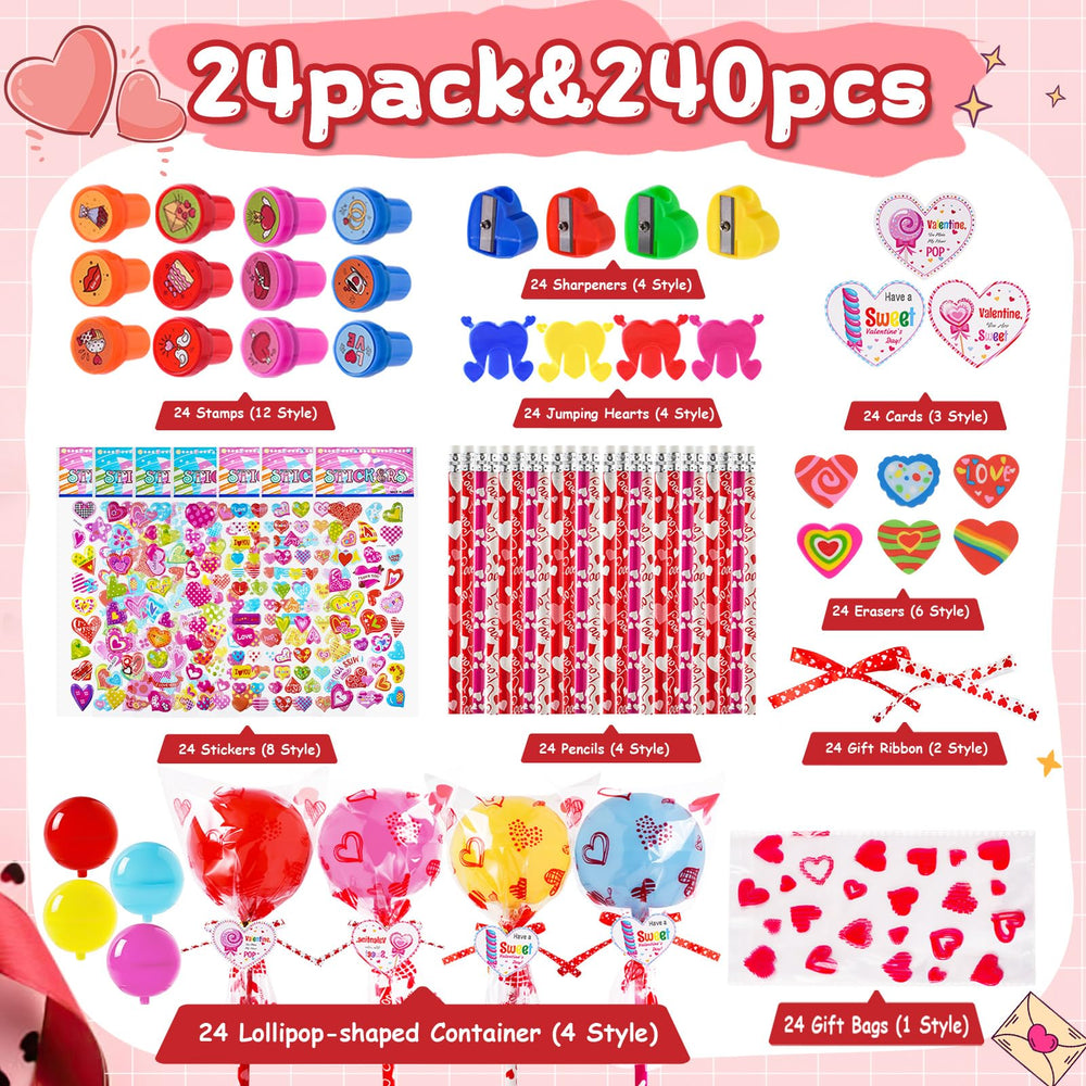 JOYLOKY 240pcs valentines cards for kid exchanges and party favors
