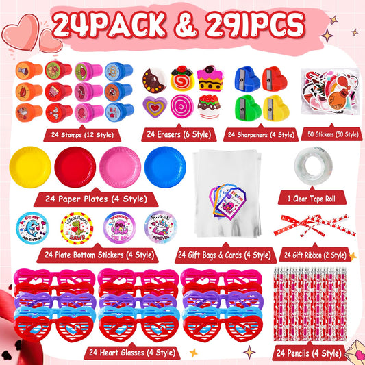 JOYLOKY 291pcs Valentines Stationery Set bottom stickers on plates for festive cards