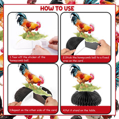 JOYMEMO rooster honeycomb centerpiece style5 complements red and black color schemes.