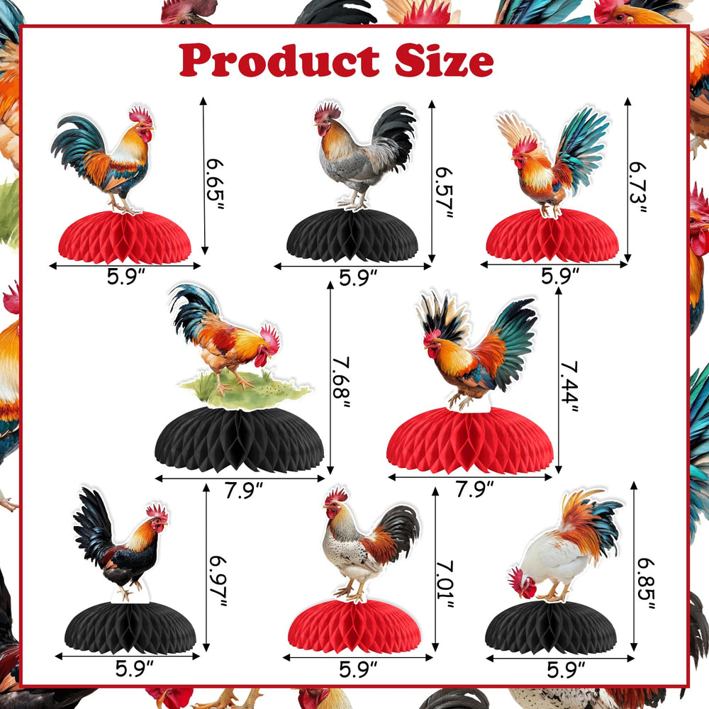 JOYMEMO rooster honeycomb centerpiece style6 can be placed on tables or hung.