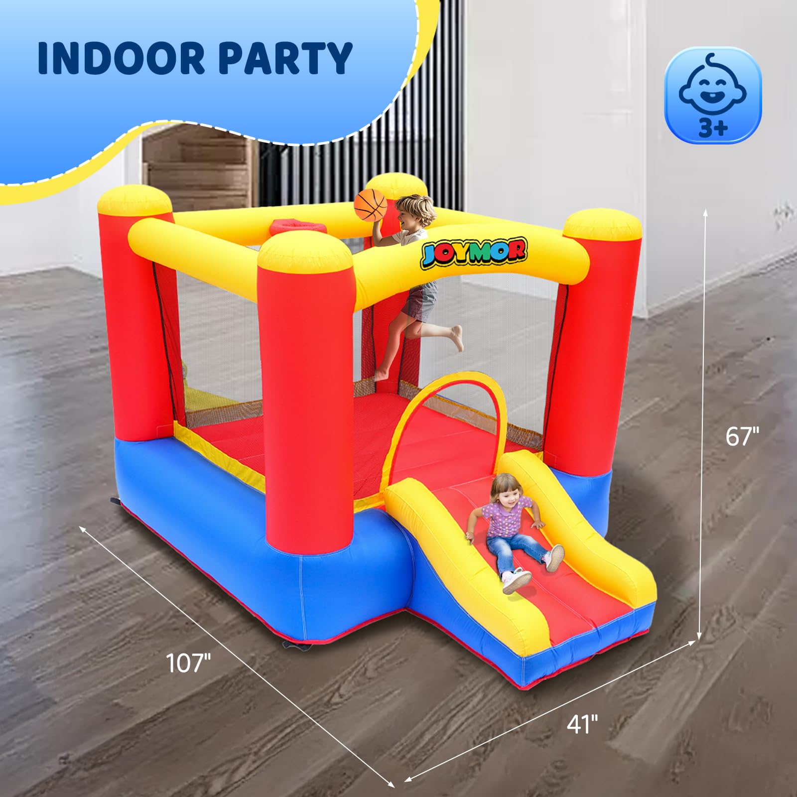 JOYMOR bounce house interior view shows safe mesh walls