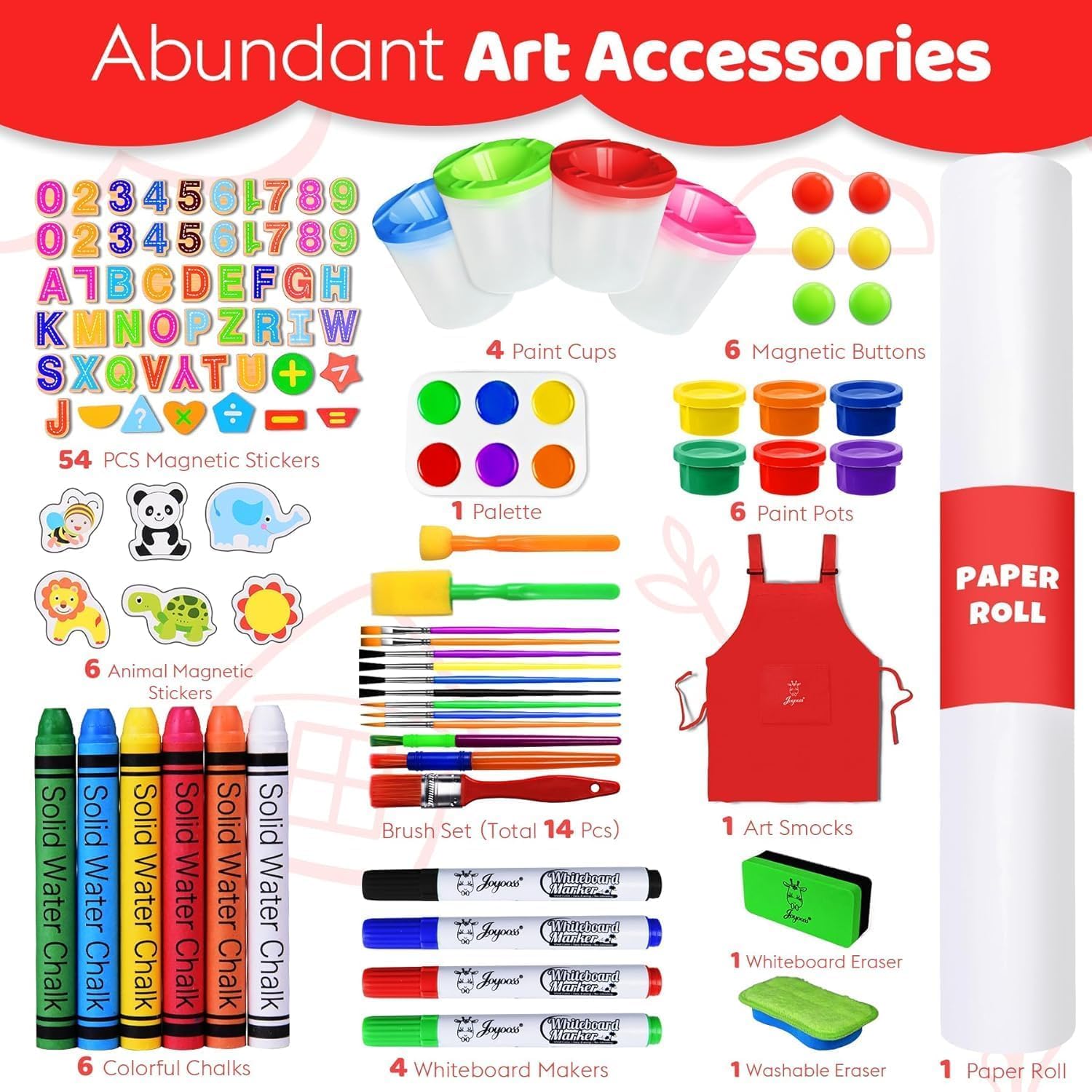 Joyooss built-in wooden tray keeps paints, brushes, and tools organized.
