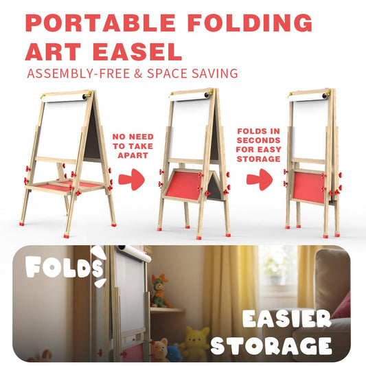 Joyooss art easel opened with double-sided boards ready for painting.