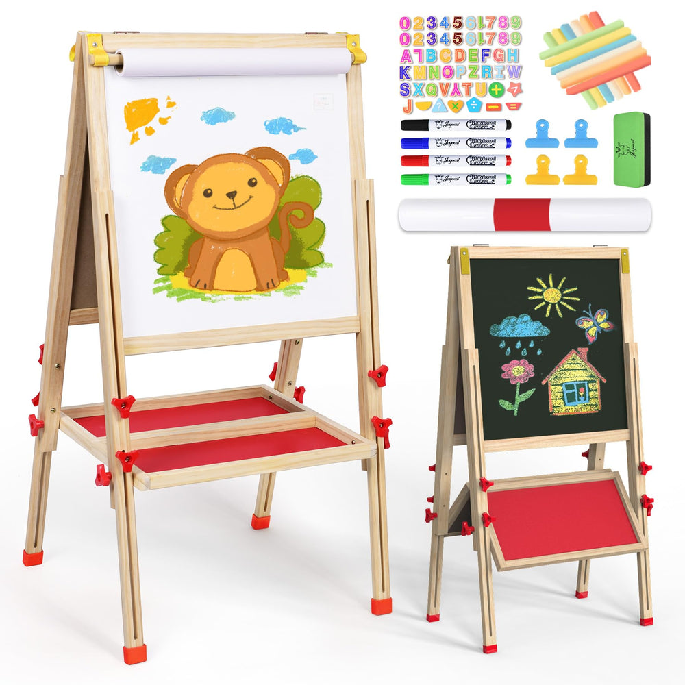 Joyooss art easel folded for space-saving storage in a playroom.