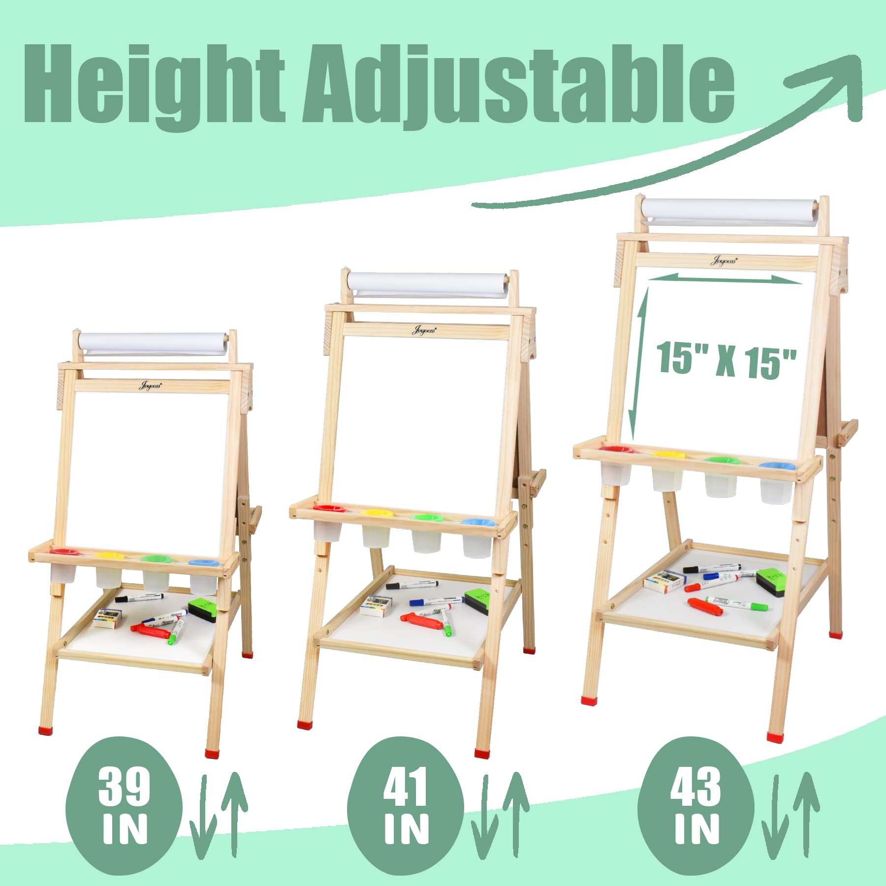 Joyooss wooden easel with adjustable height for growing artists.