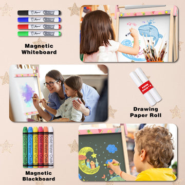 Joyooss height adjustable easel accommodates growing children for comfortable art sessions.