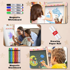 Joyooss height adjustable easel accommodates growing children for comfortable art sessions.