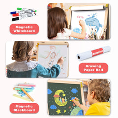 Joyooss pine wood easel features smooth finish and rounded corners.