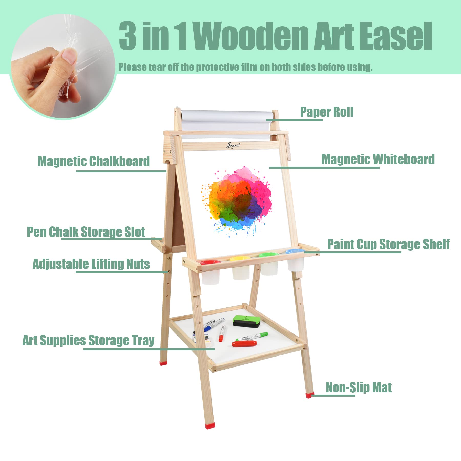 Joyooss kids easel supports painting and handwriting activities.