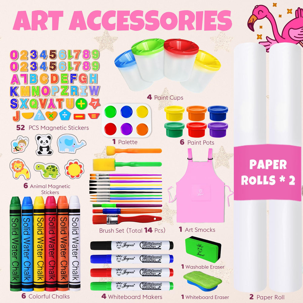 Joyooss art easel tray keeps brushes and supplies within easy reach.