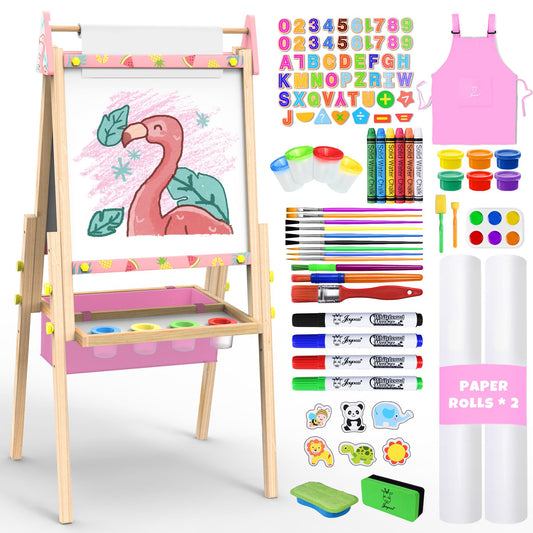 Joyooss wooden kids easel setup for versatile learning and imaginative play.