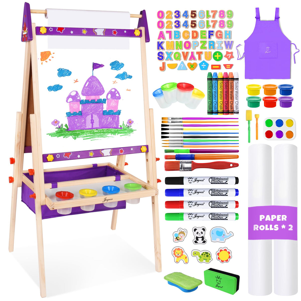 Joyooss Art Easel with wooden stand showcasing sturdy construction for long lasting kids art sessions